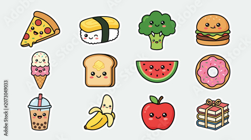 Kawaii food and drink icons