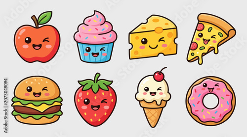 Kawaii food collection cute illustrations