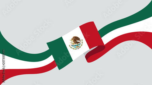 Waving mexican flag ribbons