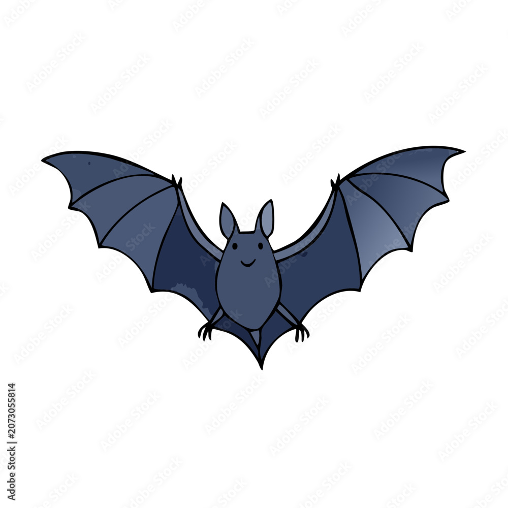 Fototapeta premium Cute Cartoon Bat Flying Isolated on White Background