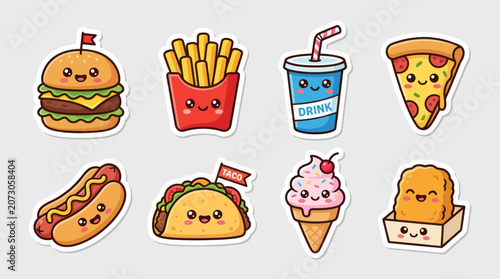 Kawaii food collection sticker set