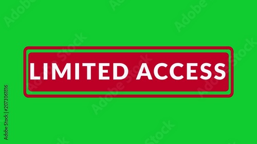 Limited access warning text animation for restricted availability message animation limited access warning text animation with alpha channel ,warning text animation with 4 k video animation.