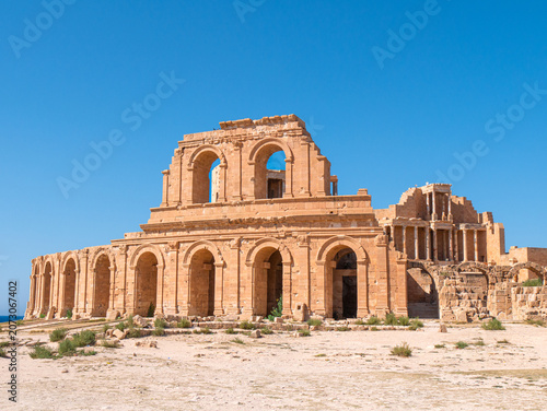 Ancient theater of Sabratha, Libya, on a bright afternoon - outside shot 2