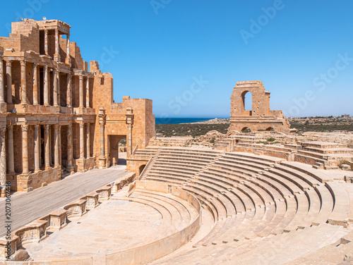 Картината върху платно Ancient theater of Sabratha, Libya, on a bright afternoon