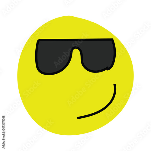 Foto Cool emoji vector illustration yellow face with sunglasses confident smirk styli