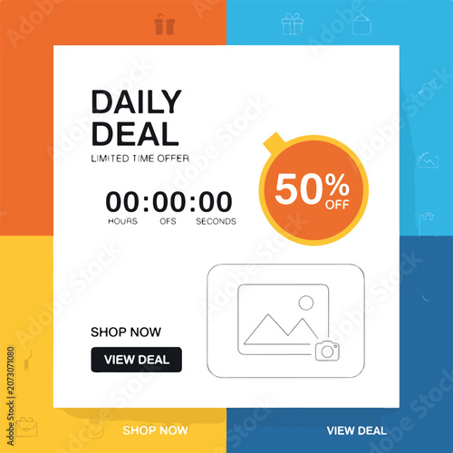 Daily deal advertisement with 50% off limited time offer