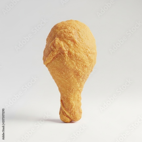 Crispy Golden Fried Chicken Drumstick Isolated on White Background.