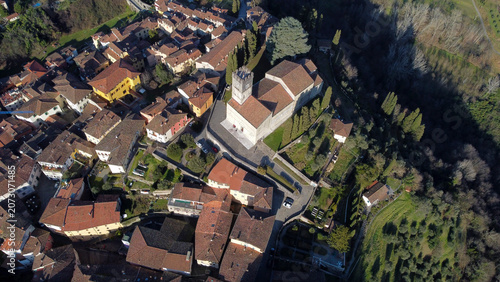 Aerial views of the medieval town of Barga 