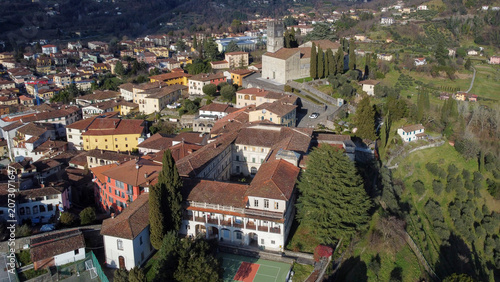 Aerial views of the medieval town of Barga 