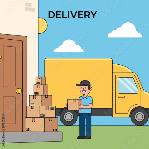 Delivery man with boxes