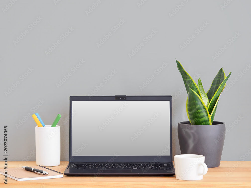 Fototapeta premium Workspace with Coffee and Laptop