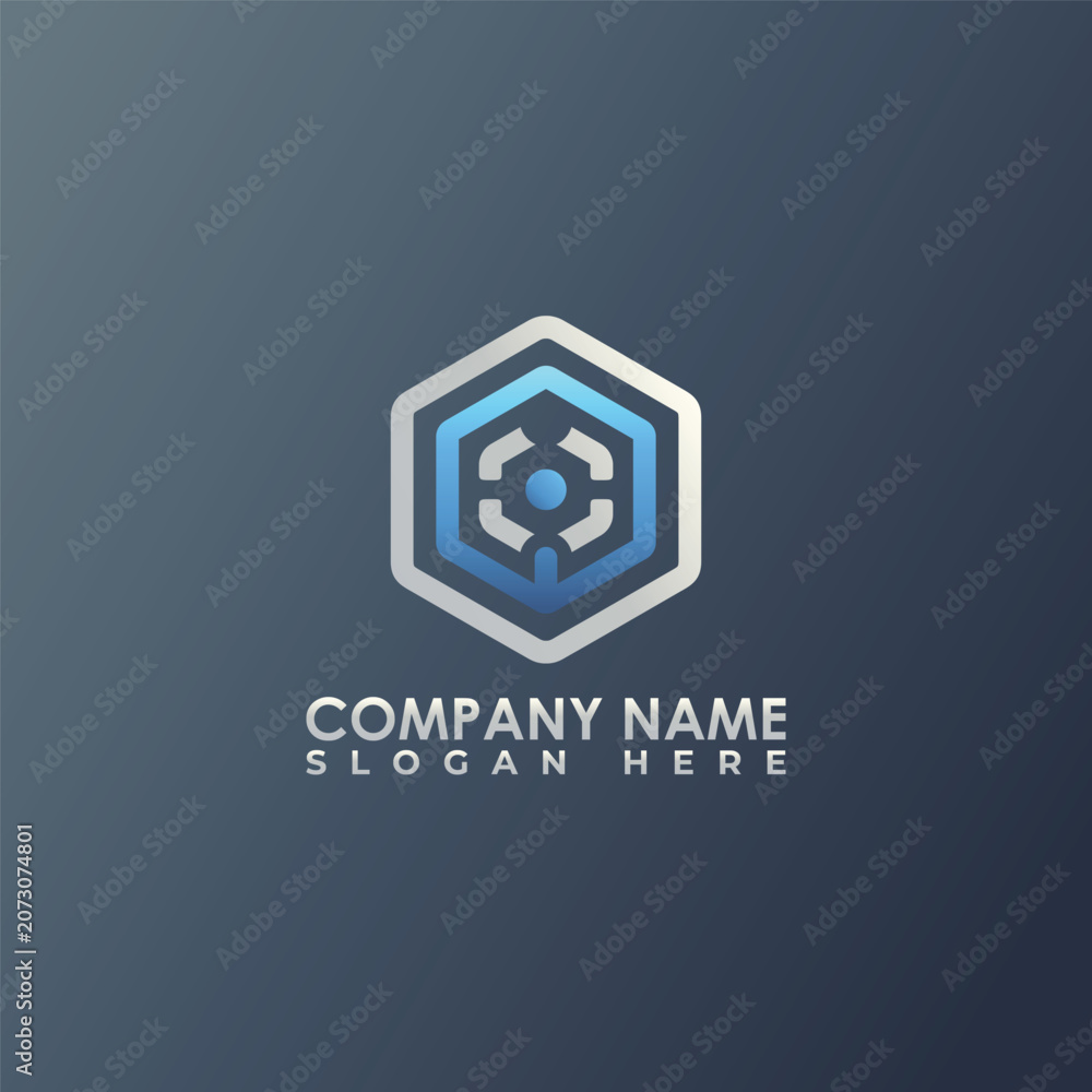 Fototapeta premium Modern Tech Hexagon Target Logo for Data Analytics