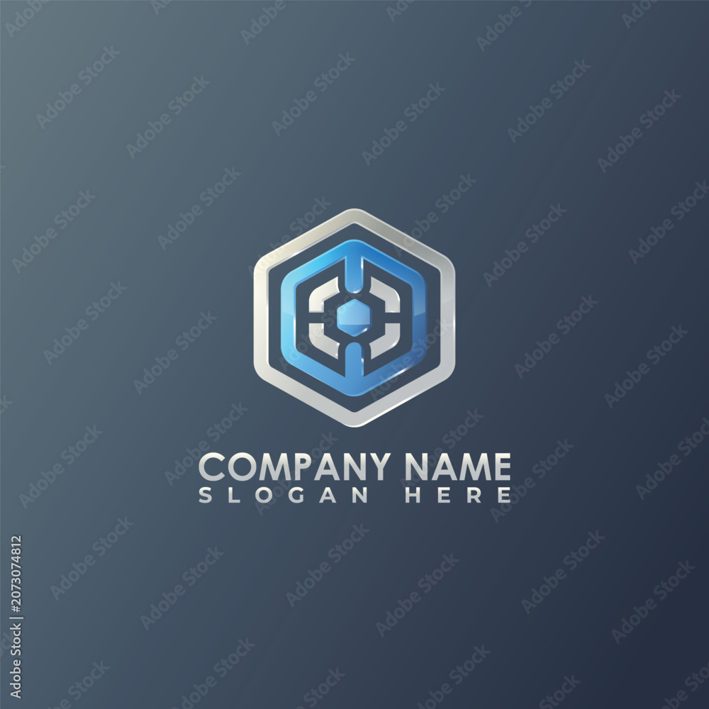 Fototapeta premium Futuristic Hexagon Cybersecurity Shield Logo Template
