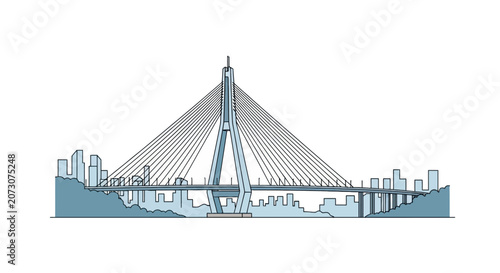 Canvastavla Cable stayed bridge over modern city skyline