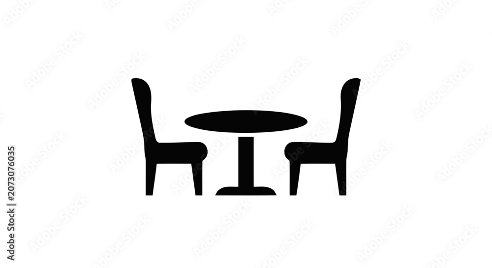 Fototapeta premium Vector illustration of icon of a dining table with two chairs on a transparent background