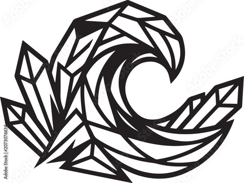 Abstract Ocean Wave Geometric Logo