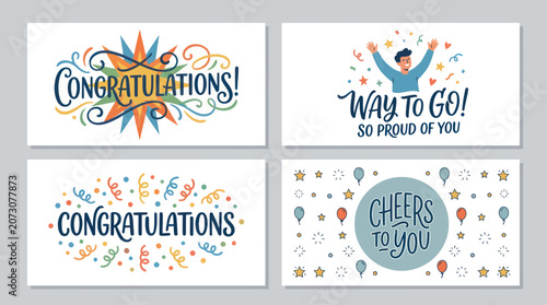 Celebration and congratulations greeting cards