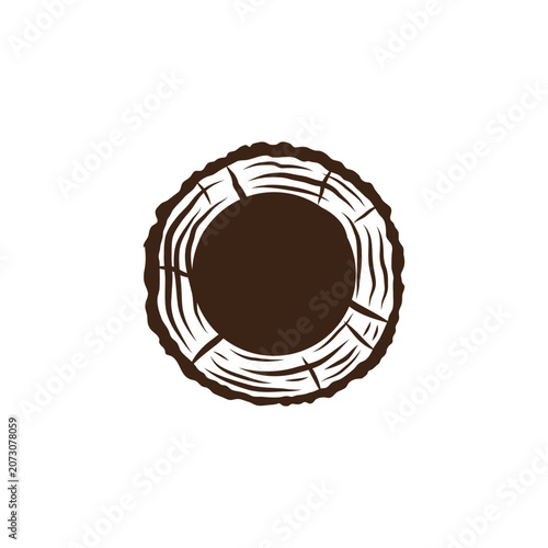 Vintage Wood Log Slice Tree Rings Logo Icon