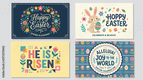 Bild auf Leinwand Easter greetings and spring blessings collection