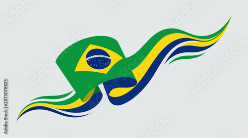 Foto Flowing brazilian flag ribbon