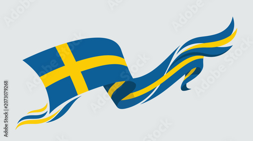 Flowing national flag element