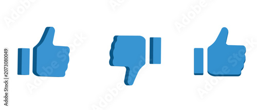 3d Thumbs up and thumbs down icon collection featuring customer feedback symbols, like dislike reactions and user opinion indicators