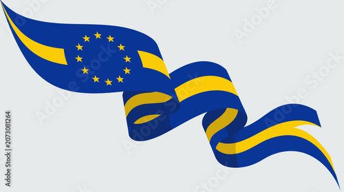 Foto European union flag ribbon waving