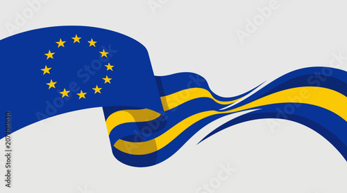 Fotografie European union flag waving graphic element