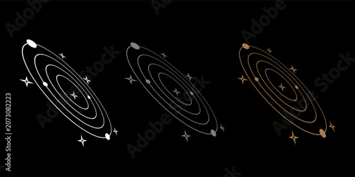 Universe icon Illustration isolated Vector Sign symbol .Black hole universe vector icon .Line icons on white and black background .Vector illustration .