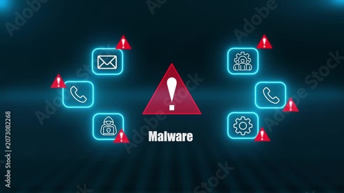 Cyber Security Malware Warning Alert Interface Showing Phishing Attacks Hacker Threats And Network Protection For Business Data Privacy Online Safety

