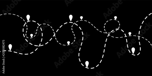 Dotted path with points. isolated on white background. Vector illustration. EPS 10 .