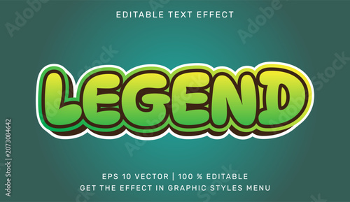 Tableau sur toile Green legend word text effect with bold 3D styling and editable vector typograph
