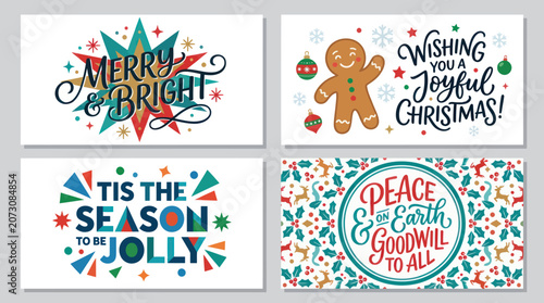 Obraz na plátně Christmas greetings and festive illustrations