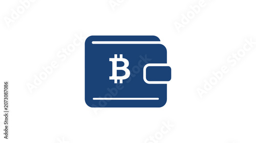 Wallet icon representing digital cryptocurrency storage is displayed as a simple blue graphic on a clean white background.