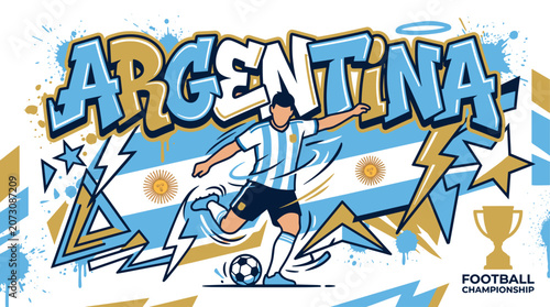 Fotografia Argentina National Football Team Championship Poster Vector Illustration