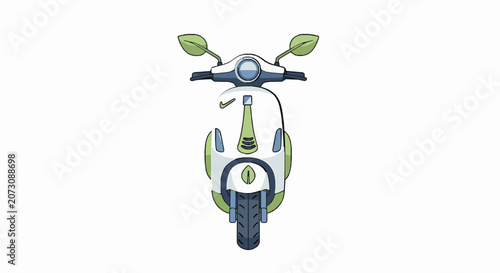 Ecofriendly electric scooter illustration with leaf motifs