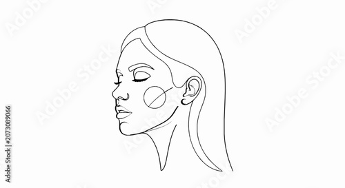 Minimalist continuous line drawing of a womans face profile