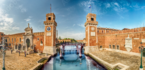 The scenic entrance to the Venetian Arsenal, Venice, Italy