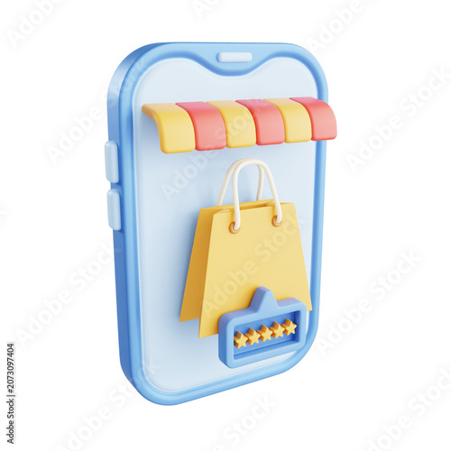 rating online shop 3d icon illustration object