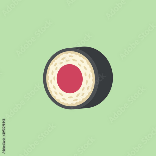 A minimalist vector illustration of a single sushi roll