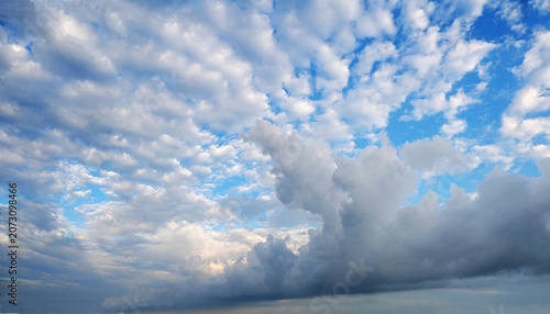 Panorama of Beautiful Cumulus Storm Clouds Near the Gulf of Mexico (America)