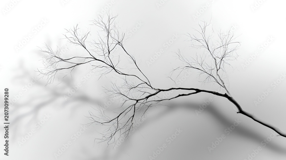Obraz premium Soft blurred shadow overlay of abstract twig on white background background Stock Vector