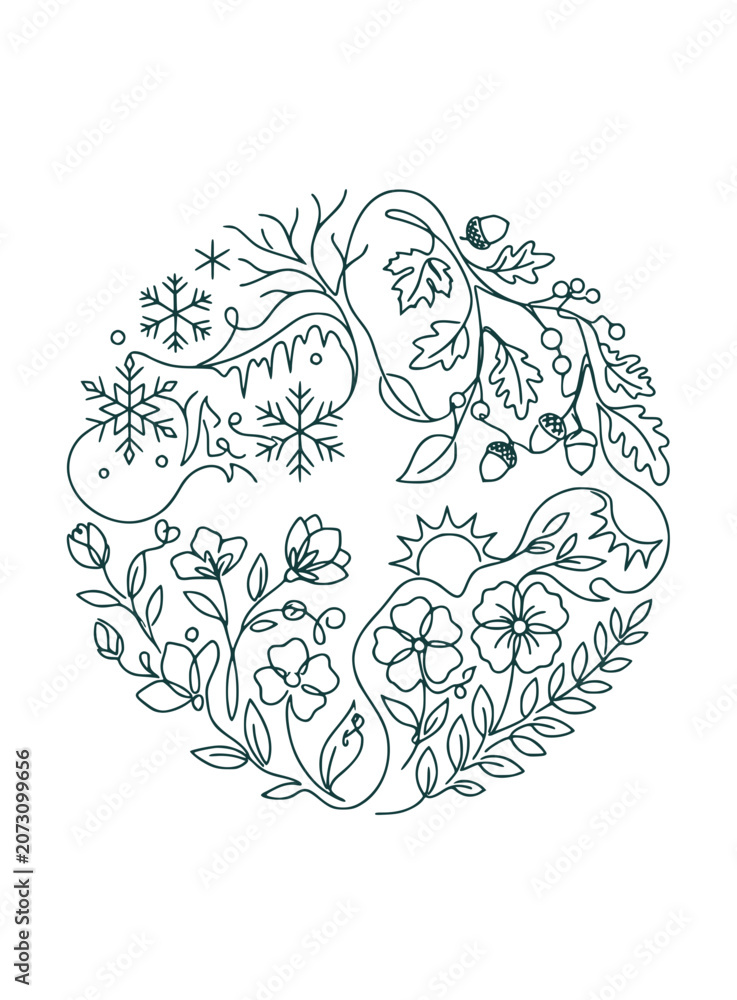 Obraz premium Circular Illustration of Four Seasons
