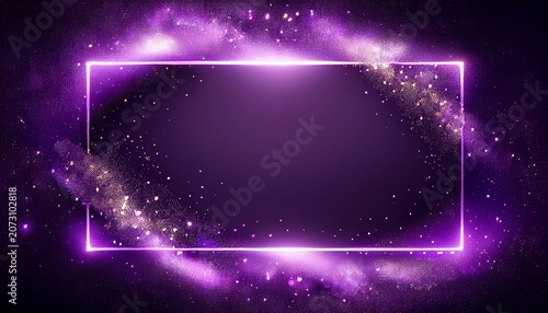 Dynamic Purple Dust Glittering Frame Abstract Background With Copy Space
