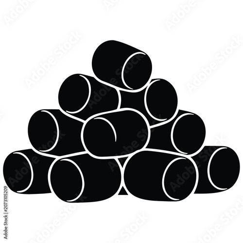 Fotografie Pile of marshmallows silhouette vector illustration, sweet food object, isolated on white background