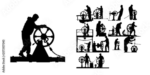 Foto Man Winding A Capstan Silhouette