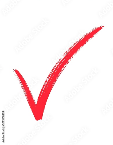 Bold, red checkmark icon, hand-painted appearance, white background