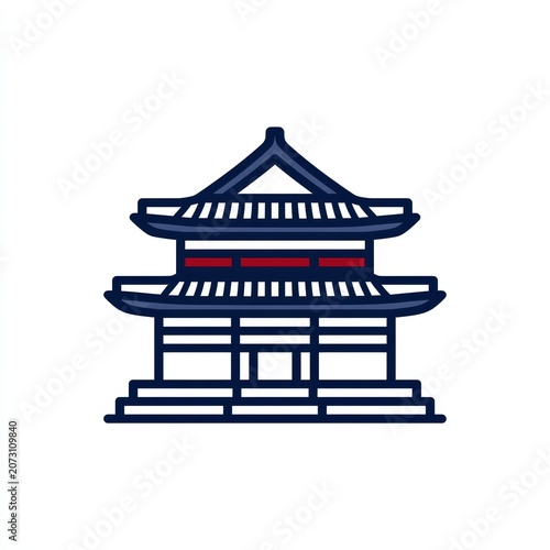 south korea independence icon, simple gyeongbokgung palace icon celebrates south korea independence day with clean lines, patriotic touches, and isolated on a white background