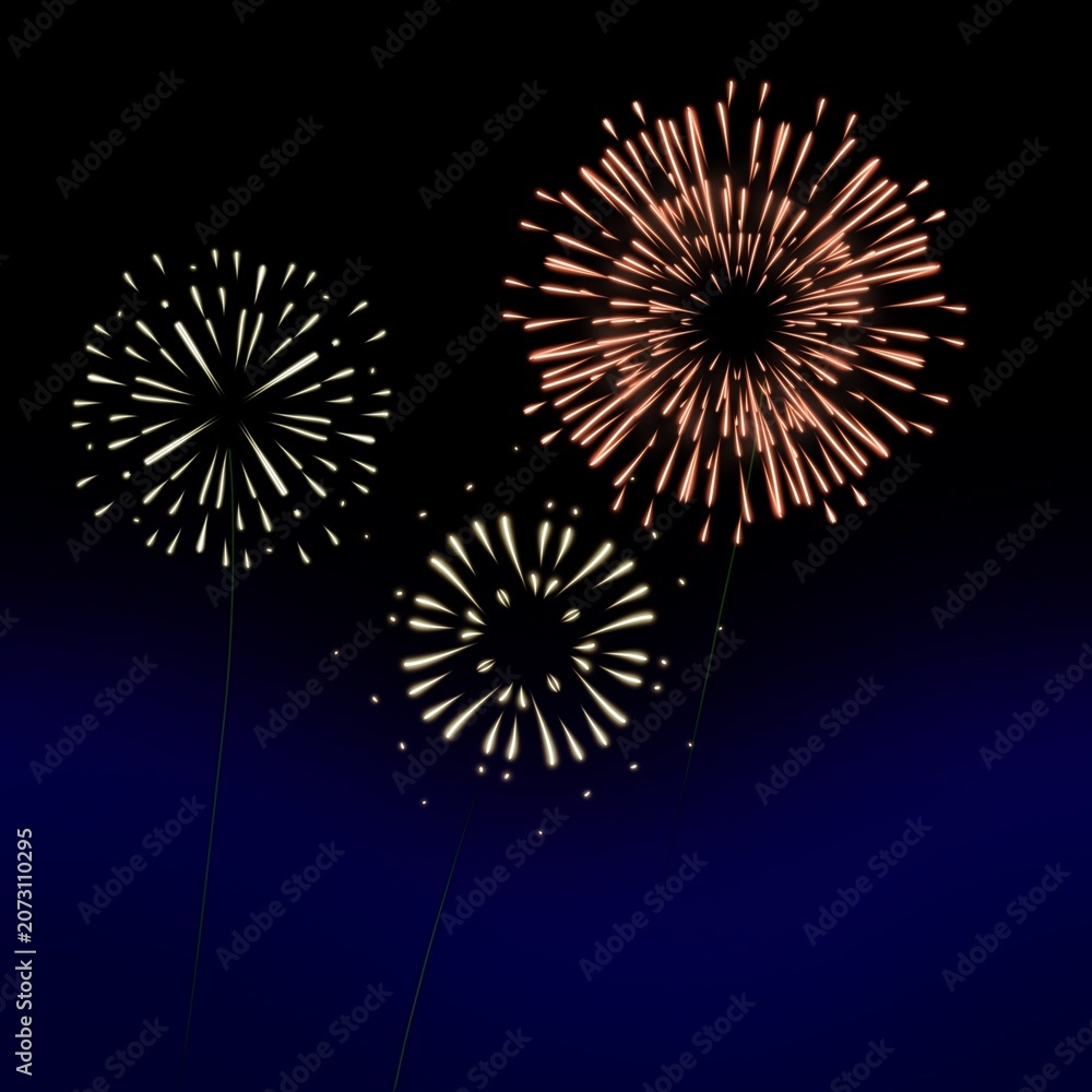 Fototapeta premium Fireworks illustration july celebration new years wallpaper holiday