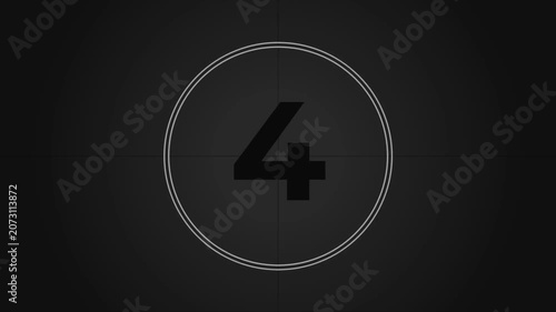 Vintage Projector Film Leader Countdown Intro Sequence Five to Zero Monochrome Cinematic Start 4k video